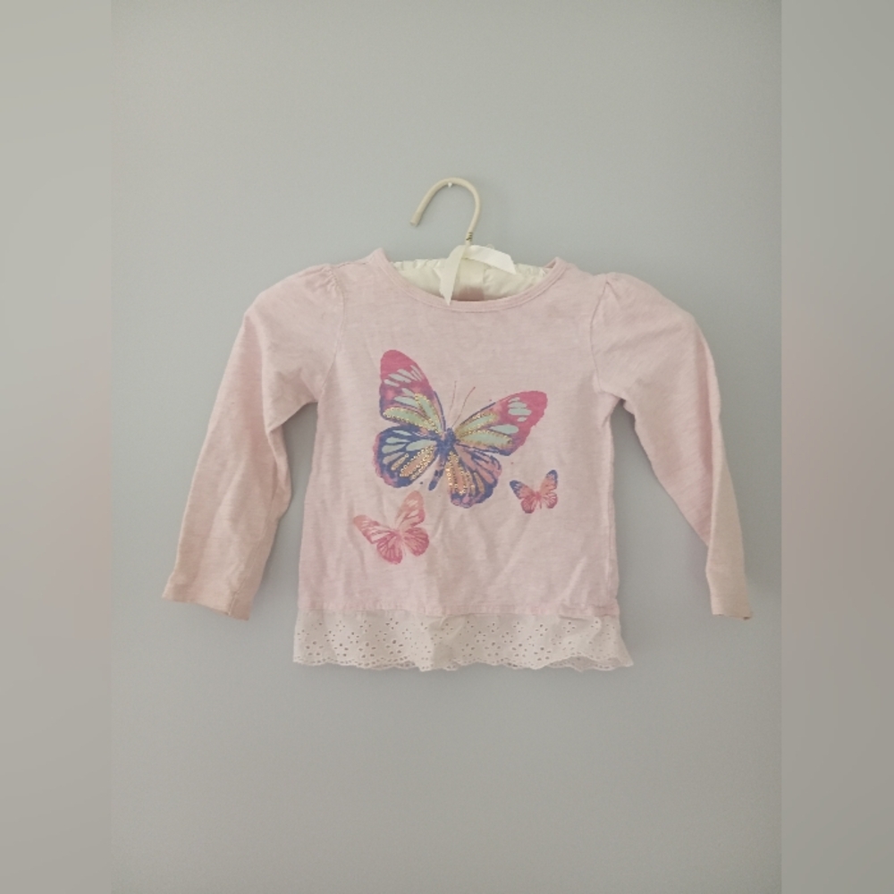 Baby B'Gosh Pink Butterfly Long Sleeve Tee Kids 3T